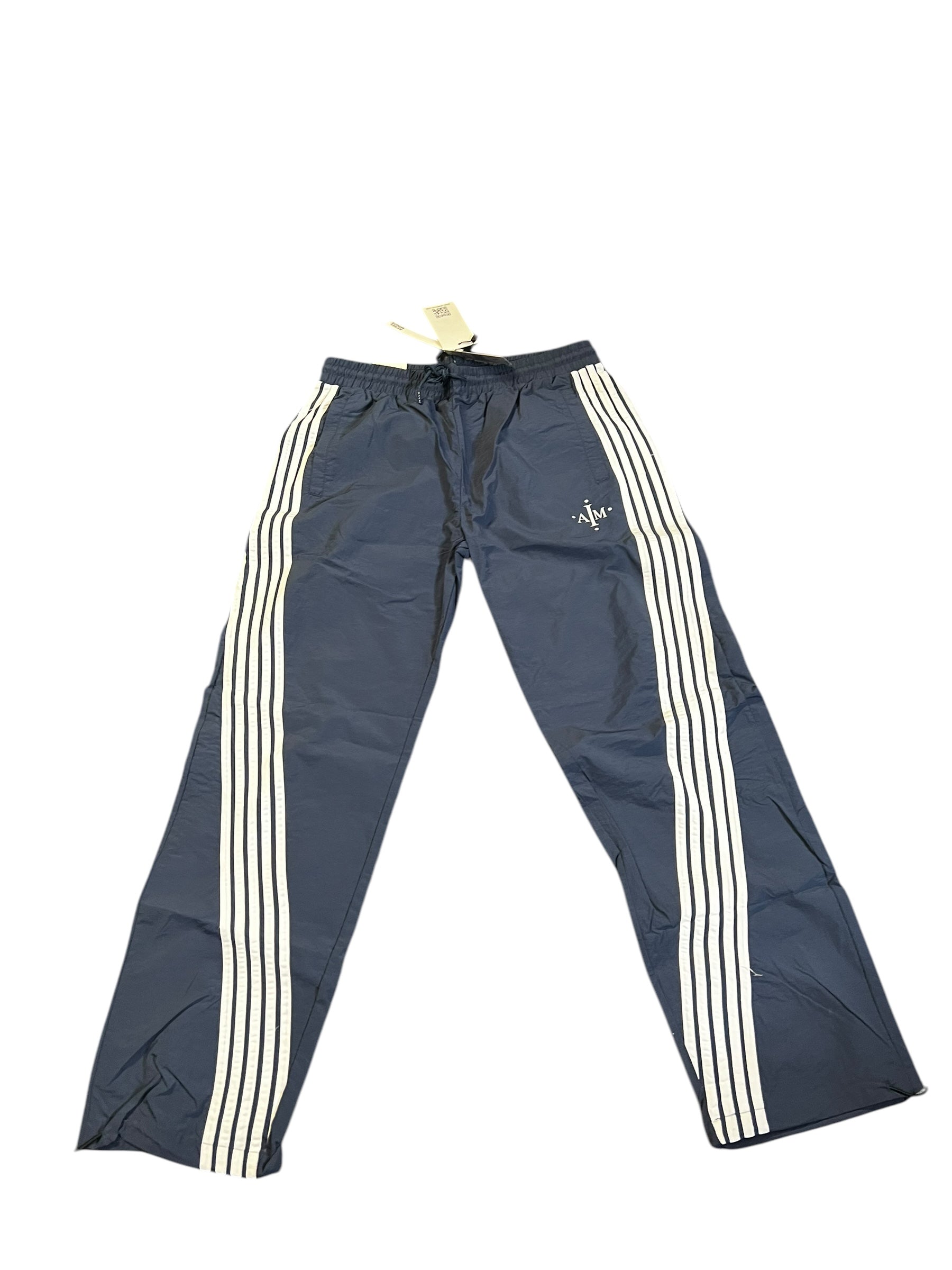 Men’s nylon IAM Navy Blue flare track pants size Large (runs 1 size small)
